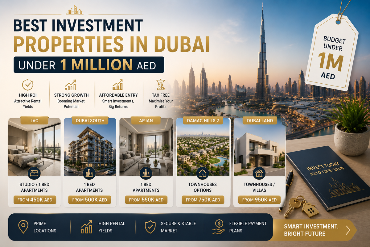 best investment properties in dubai under 1 million AED
