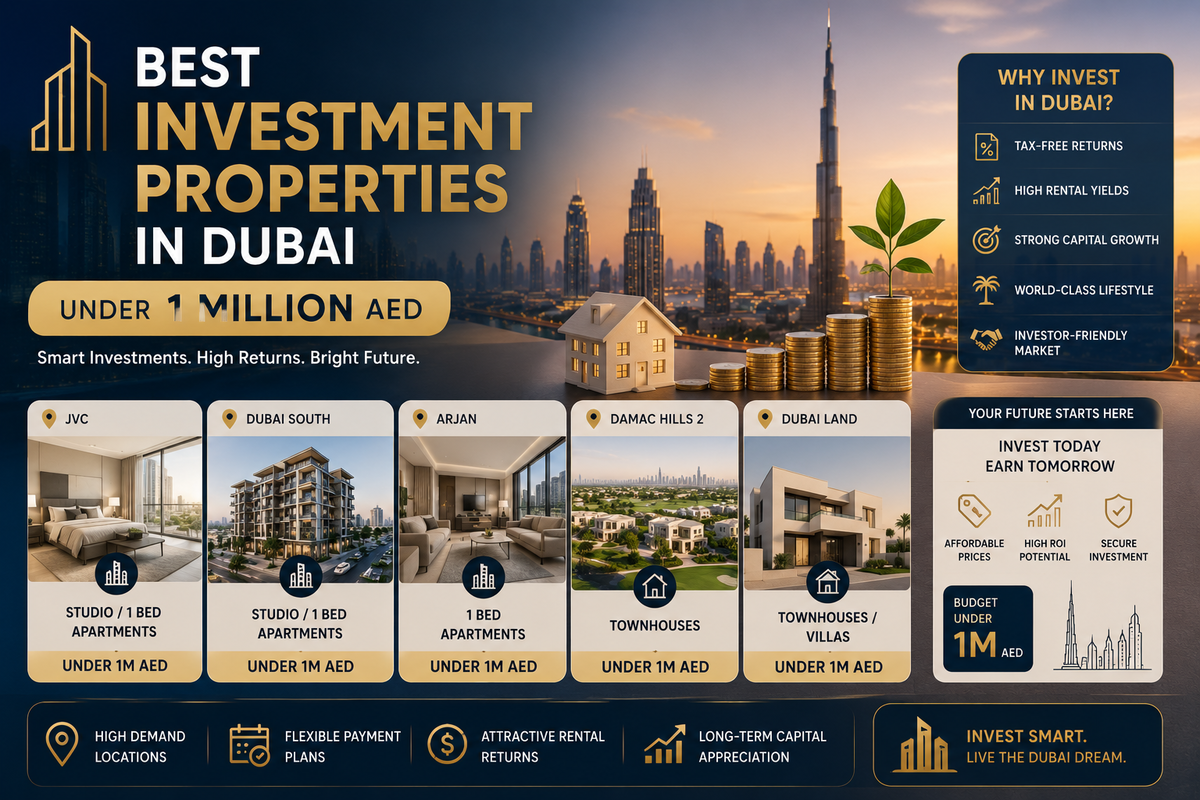 best investment properties in dubai under 1 million AED