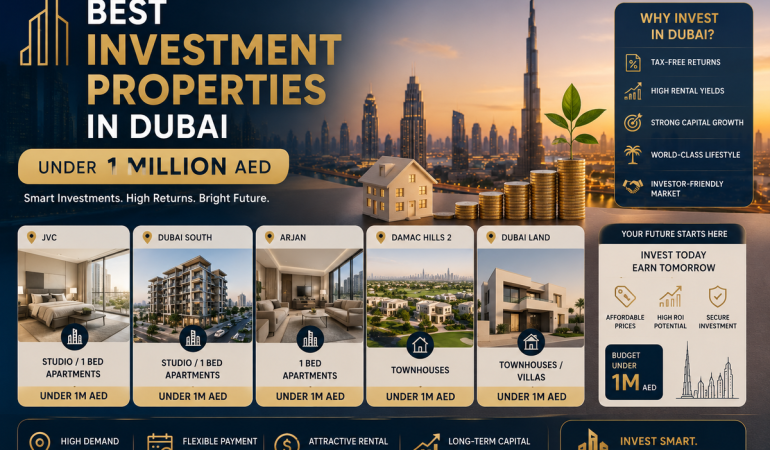 best investment properties in dubai under 1 million AED